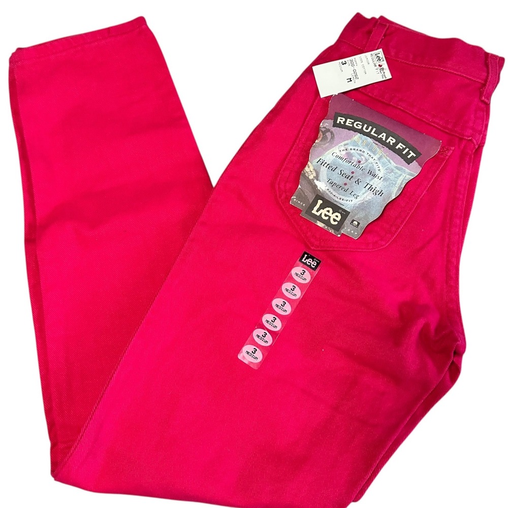 Vintage‎ NWT Lee Regular Fit Red Jeans Tapered Leg Fitted Seat Juniors 3 Western